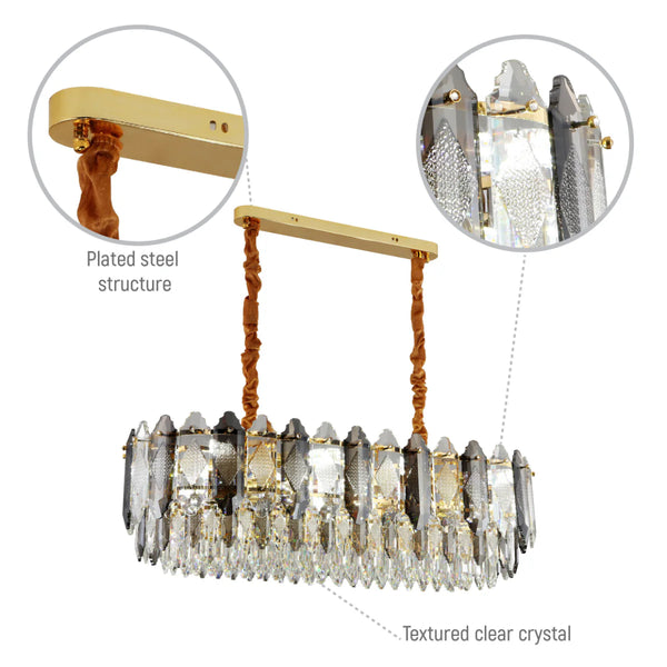 Deluxe Smoky Clear Crystal Modern Chandelier Light Gold