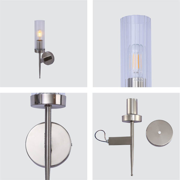 Cylinder Clear Reeded Glass Joseph Fonteyn Fluted Wall Light E27