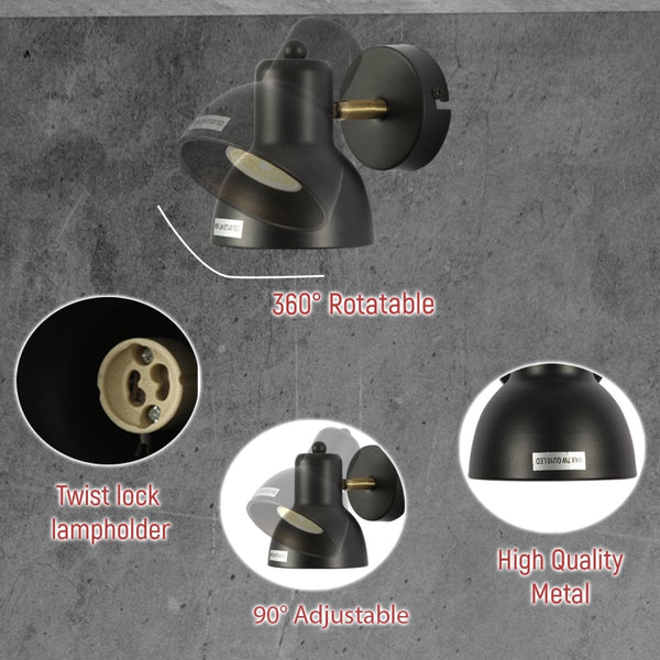 Hektor Rotatable GU10 Spotlight Antique Brass Black