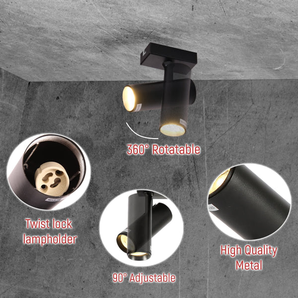 Virmo Rotatable Long Cylinder GU10 Spotlight Square or Linear Rose Side Connected Black