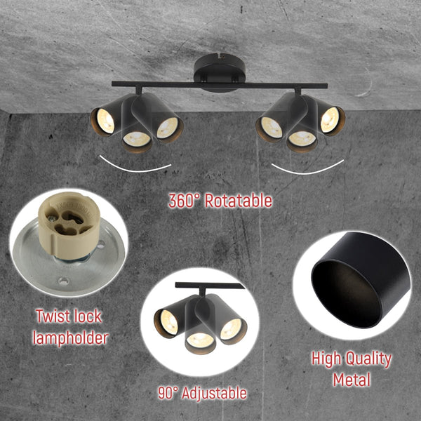 Rotatable Cylinder Rod GU10 Spotlight Back-Center Connected