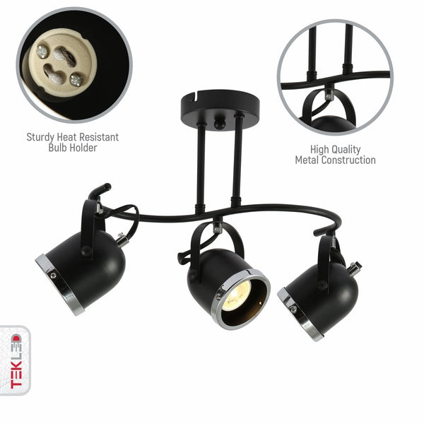 Moern S Shape Rotatable GU10 Spotlight Black and Chrome