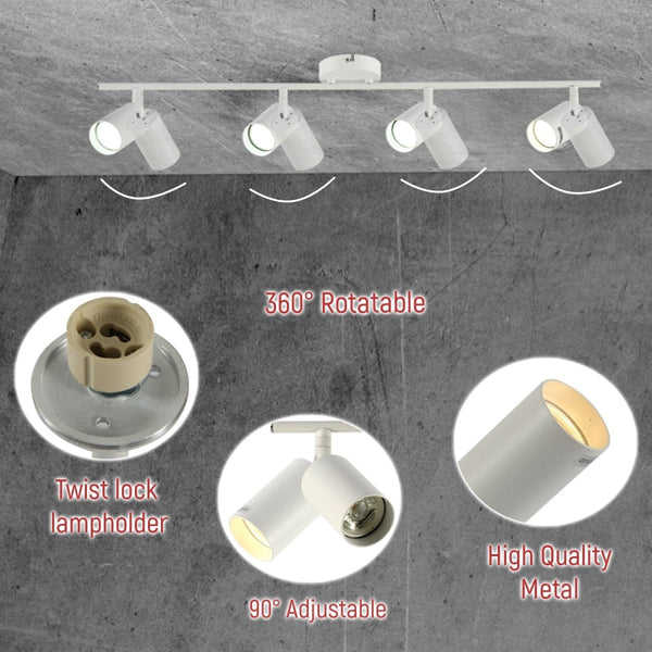 Rotatable Cylinder Rod GU10 Spotlight Back-Center Connected