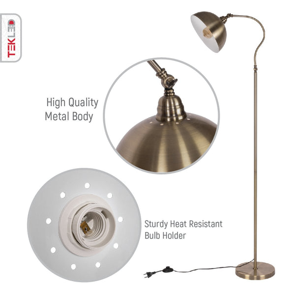 Antique Brass Metal Dome Shade Floor Lamp E27 Fitting