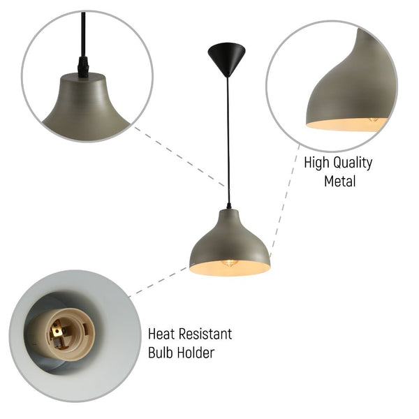 Antique Grey Brass Dome Metal Pendant Ceiling Light E27 Fitting