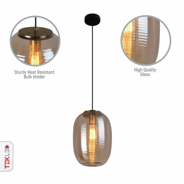 Bee Hive Smoky Amber Glass Pendant Ceiling Light E27