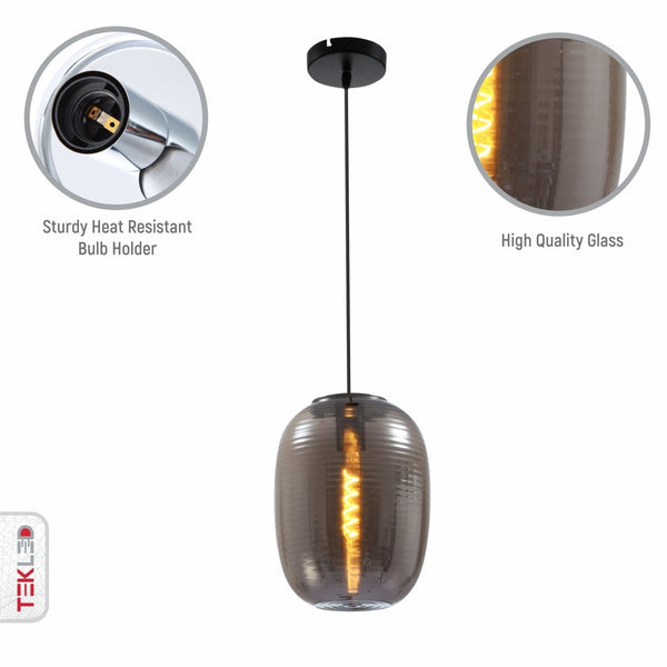 Bee Hive Smoky Amber Glass Pendant Ceiling Light E27