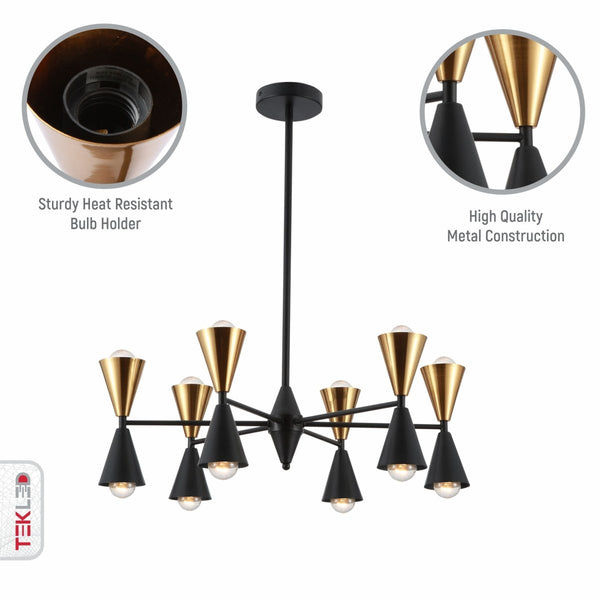Black Gold Up Down Funnel Modern Chandelier Ceiling Light 12xE27
