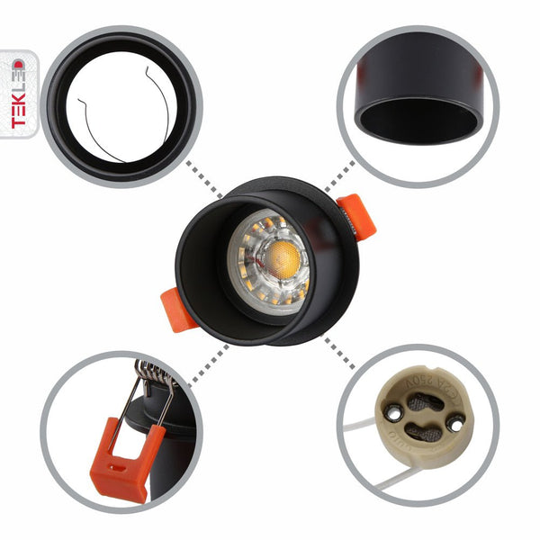 Low Glare Diecast Aluminium Fixed Downlight GU10 Fitting
