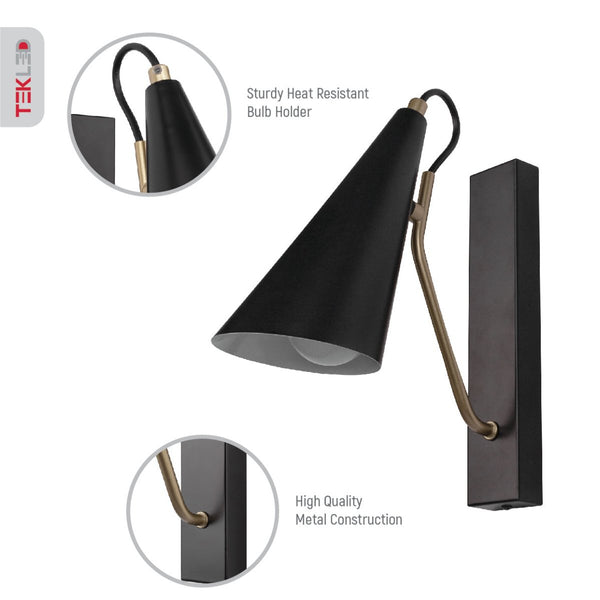 Metal Cone Wall Light E27 Fitting