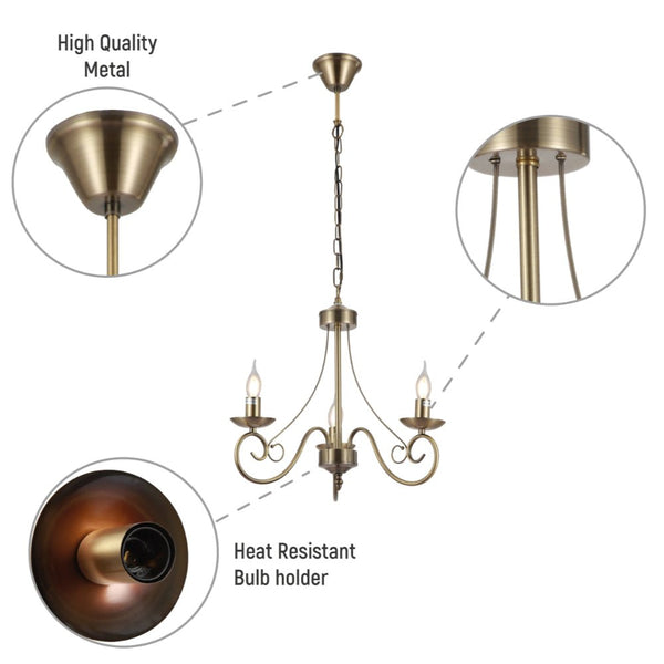 Candle Vintage Antique Brass French Chandelier Ceiling Light E14
