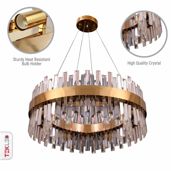 Coffin Crystal Gold Metal Chandelier Ceiling Light E14