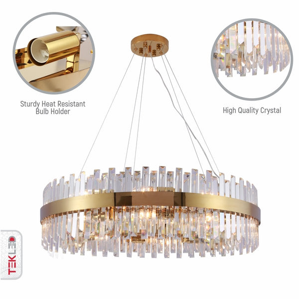 Coffin Crystal Gold Metal Chandelier Ceiling Light E14