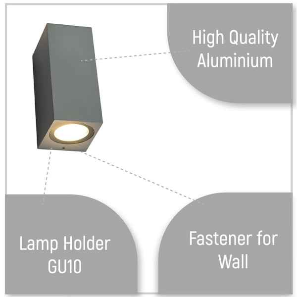 Cuboid Wall Lamp IP44 GU10 Grey