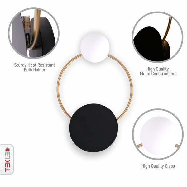 Earth and Moon Wall Light G4 and G9 Fittings in Black White Gold