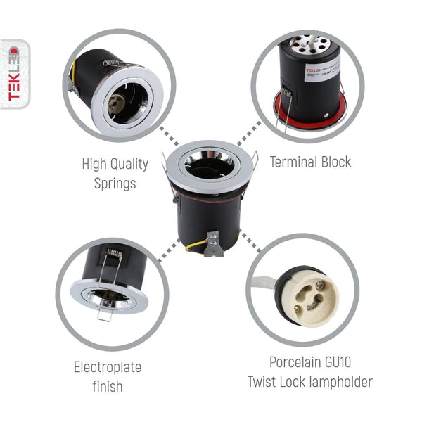 Fixed Diecast Aluminium Fire Rated Downlight IP20 GU10 Fitting