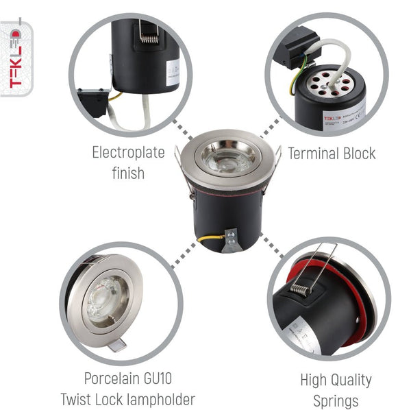 Fixed Diecast Aluminium Fire Rated Downlight IP20 GU10 Fitting
