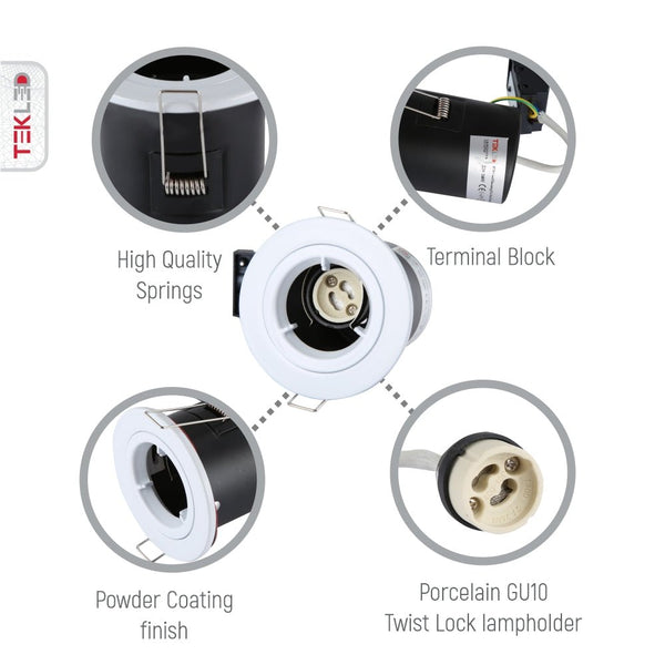 Fixed Diecast Aluminium Fire Rated Downlight IP20 GU10 Fitting
