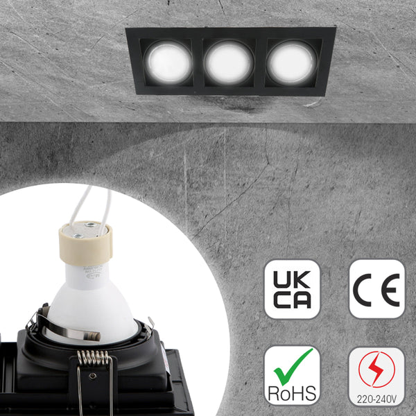 Grille Rectangle Recessed Tilt Downlight GU10