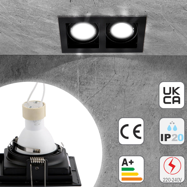 Grille Rectangle Recessed Tilt Downlight GU10