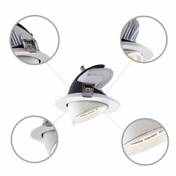 LED Accent Performance Swivel and Scoop Tilt Recessed Downlight CRI90 White