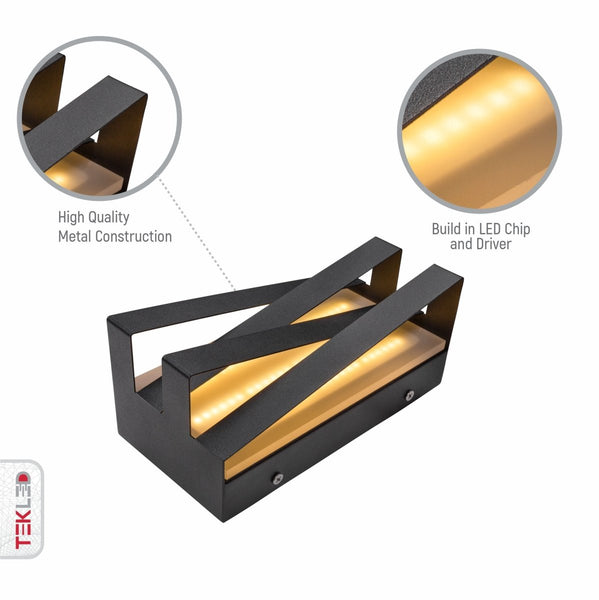 Integrated LED Metal Wall Light 12W Warm White 3000K
