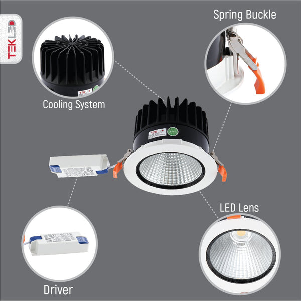 LED COB Recessed Fixed Downlight P1 30W Cool White 4000K White