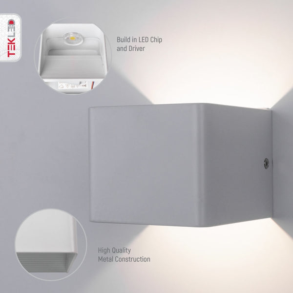 LED Cuboid Wall Light 5W Cool White 4000K White