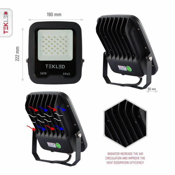 LED Floodlight SMD3030 30W Cool White 4000K IP65