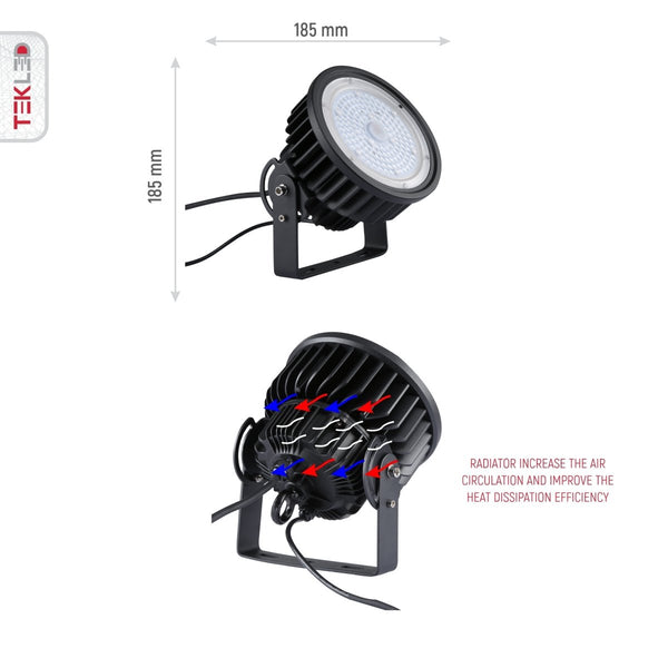 LED UFO Cold Forged Heatsink Highbay Light 100W Cool White 4000K Sand Black IP65