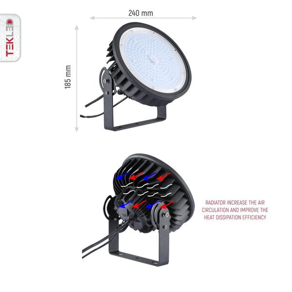 LED UFO Cold Forged Heatsink Highbay Light 150W Cool White 4000K Sand Black IP65