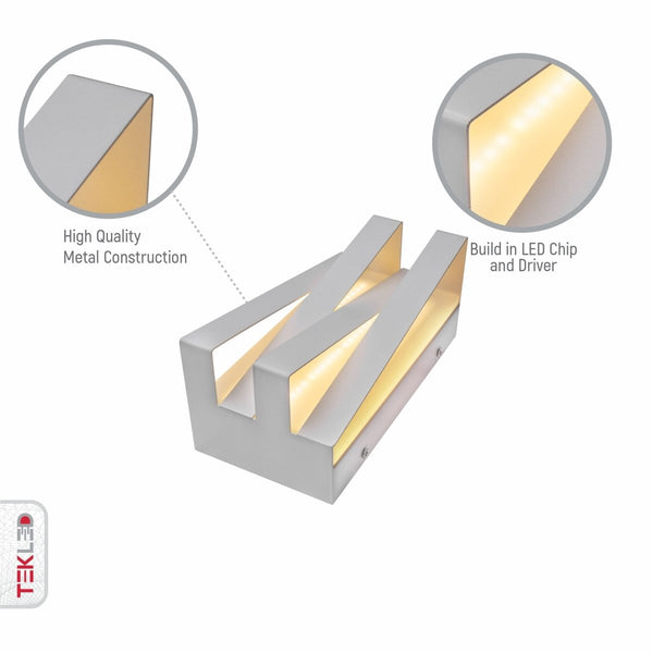 Integrated LED Metal Wall Light 12W Warm White 3000K