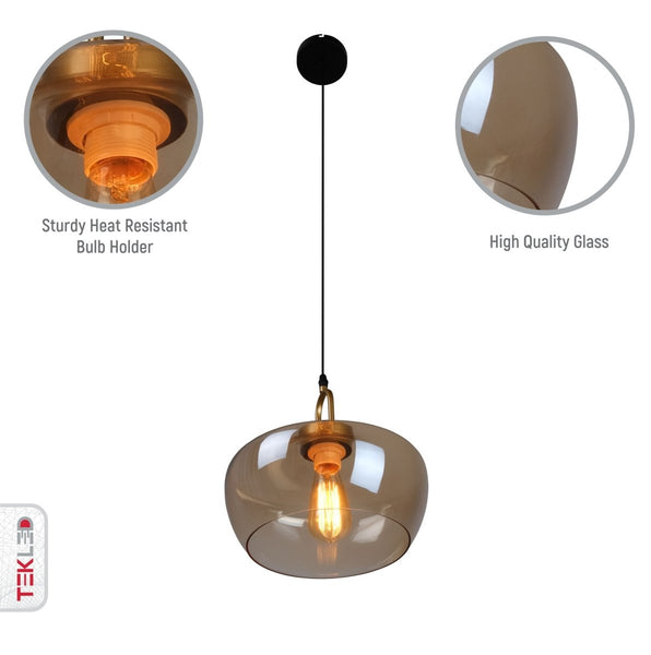 Miele Grande Amber Glass Pendant Ceiling Light E27