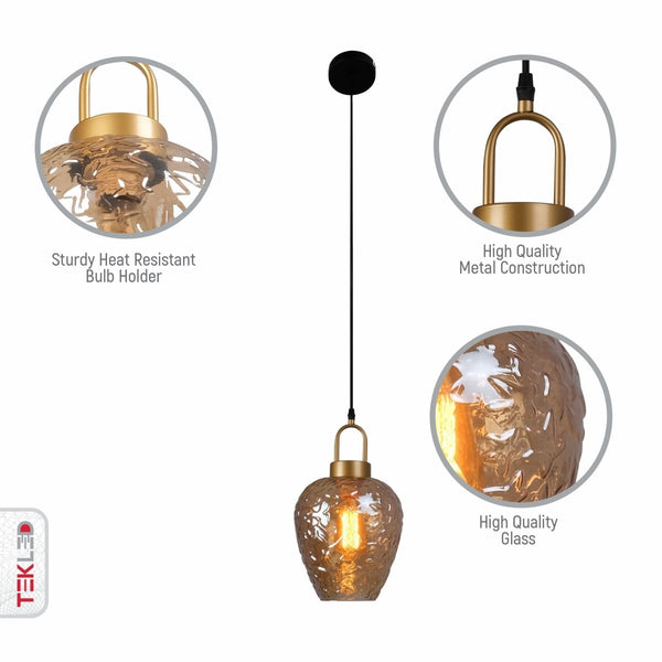 Miele Lungo Amber Glass Pendant Ceiling Light E27