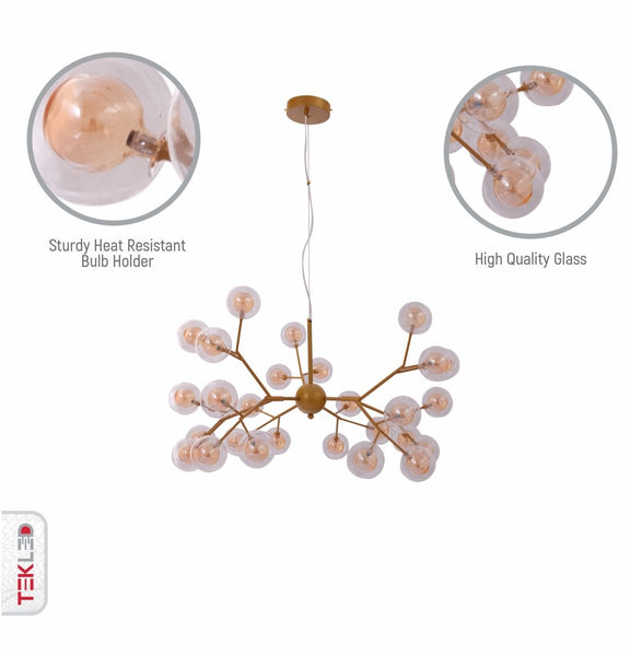 Neuron Model Gold and Amber Chandelier Ceiling Light 27xG4s