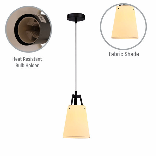 Off White Frustum Fabric Shade Pendant Ceiling Light E14 Fitting
