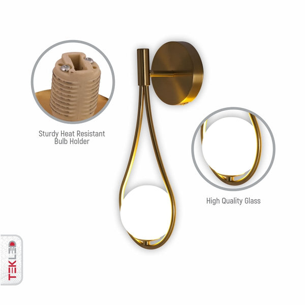 Opal Glass Gold Metal Globe Wall Light G9 Fitting