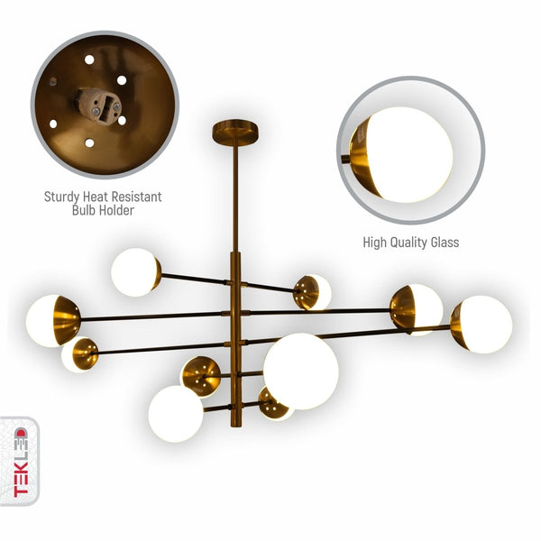 Opal Globe Glass Gold Metal Body Modern Nordic Chandelier Ceiling Light 10xG9s
