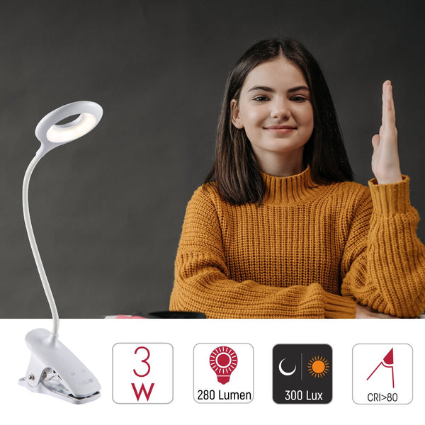 Ringo Rechargeable Clip on Reading Desk Light Dimmable and Colour Modes