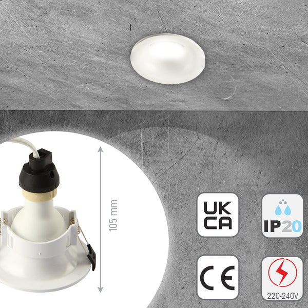 Round Anti Glare Polycarbonate Recessed Fixed Downlight GU10 White or Black