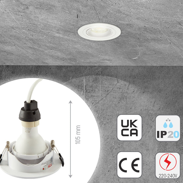 Round Polycarbonate Tilt Recessed Downlight GU10 White or Black