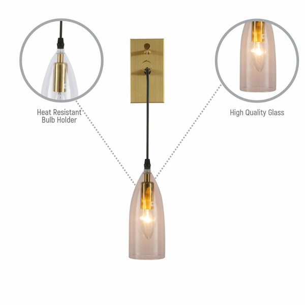 Snowdrop Clear Glass Gold Metal Pendant Wall Light E14 Fitting