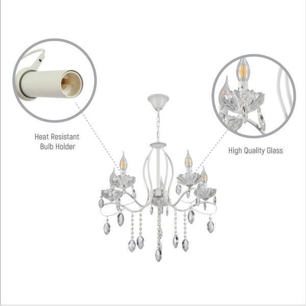 Tabitha Mediterranean Elegant Transitional Elizabeth Style Crystal Chandelier Ceiling Light E14