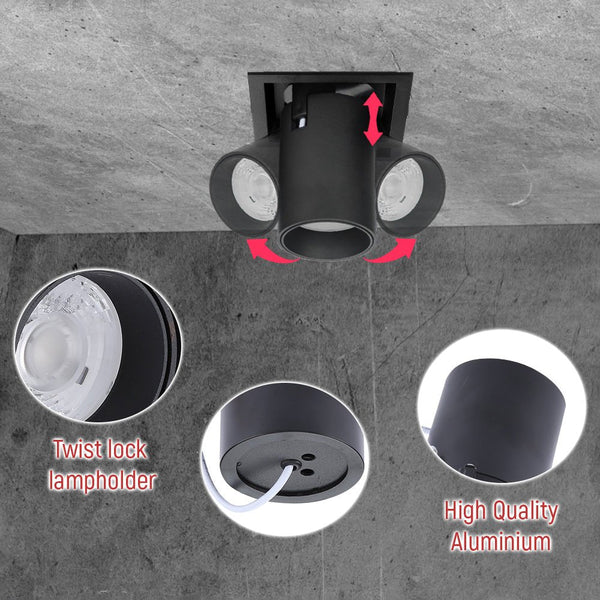 Telescopic Swivel Tilt Adjustable Retractable In-Out LED Rectangle Downlight