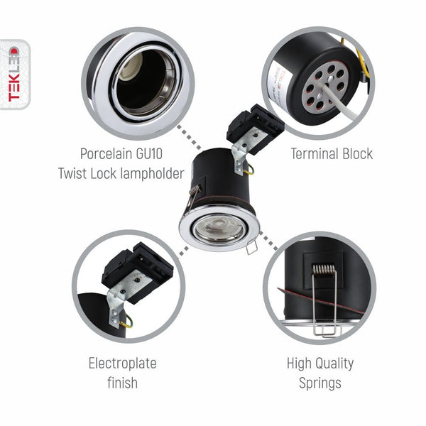 Tilt Pressed Steel Fire Rated Downlight IP20 GU10 Fitting