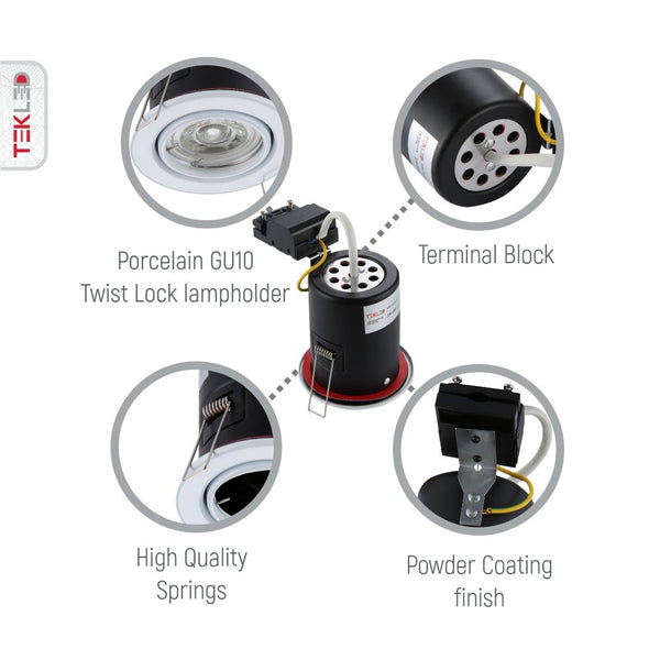 Tilt Pressed Steel Fire Rated Downlight IP20 GU10 Fitting