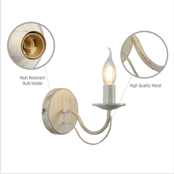 White Rice Metal Wall Light E14 Fitting