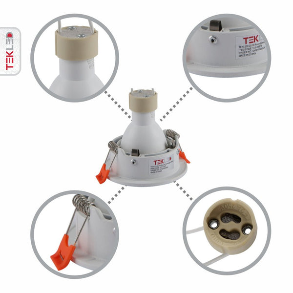 Round or Rectangle White Diecast Aluminium Fixed Downlight GU10 Fitting