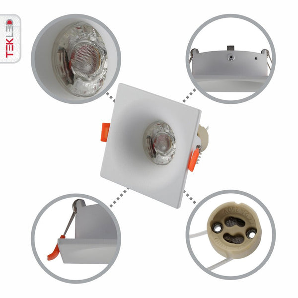 Round or Rectangle White Diecast Aluminium Fixed Downlight GU10 Fitting