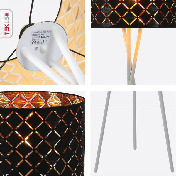 Tripod White Drum Floor Lamp E27 Fitting